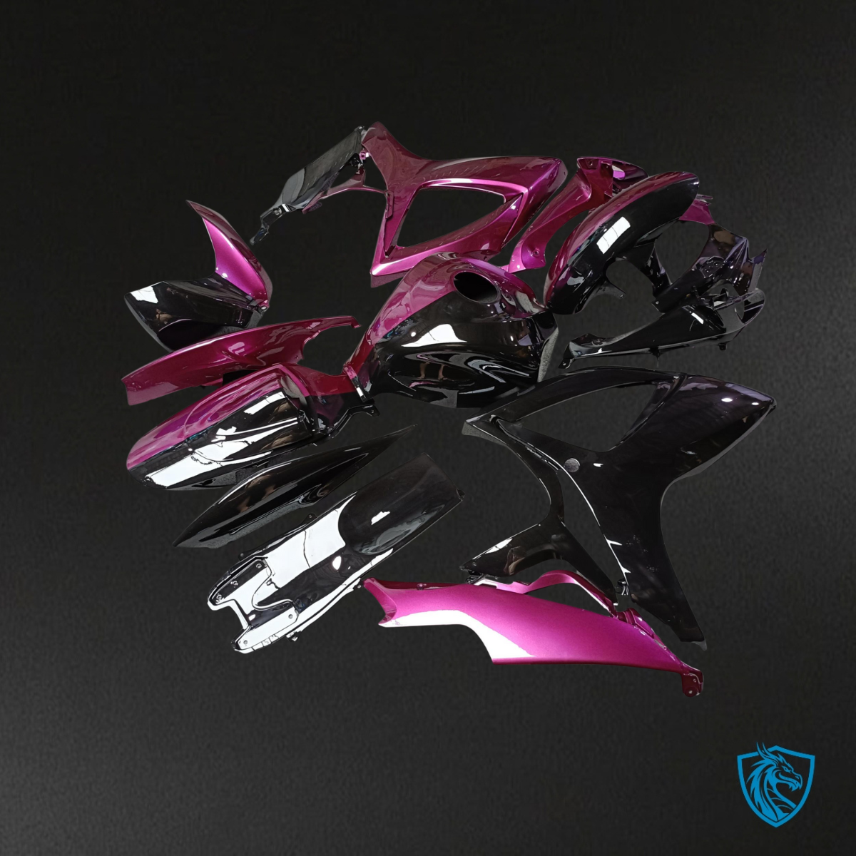 Suzuki GSXR 600-750 (2006-2007) Gloss Black & Pink Split Fairing Kit | ABS Bodywork
