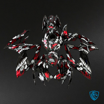 Suzuki GSXR 600-750 (2006-2007) Gloss White, Black & Red Camo Shark - Custom ABS Fairing Kit