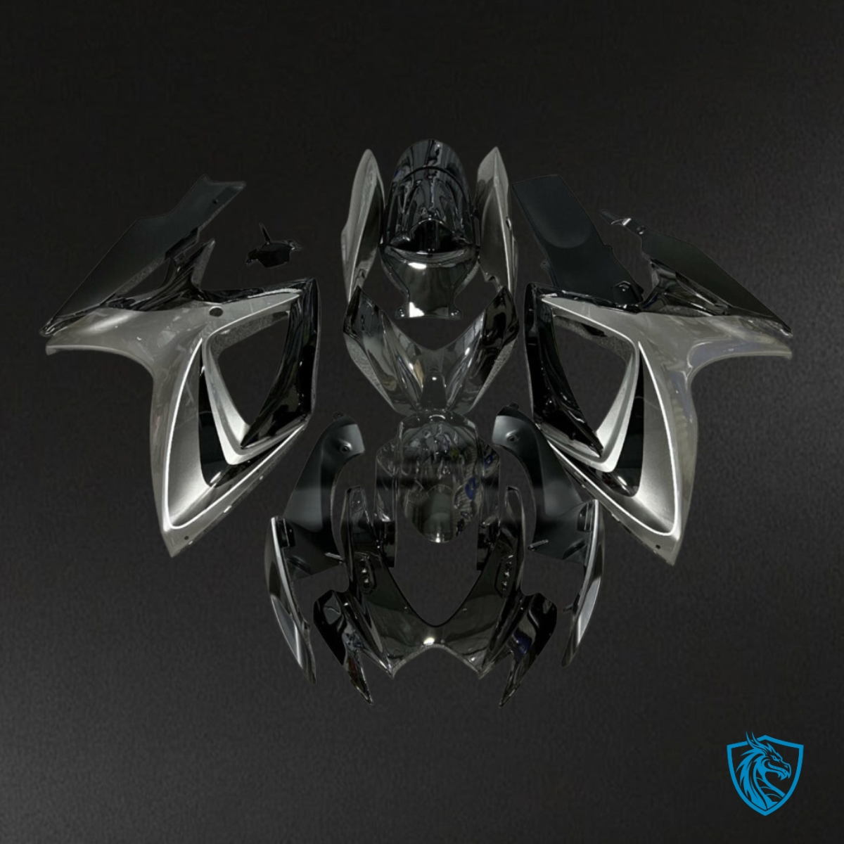Suzuki GSXR 600-750 (2006-2007) Gloss Black & Silver - MERGEment Motorcycle Fairings Kit