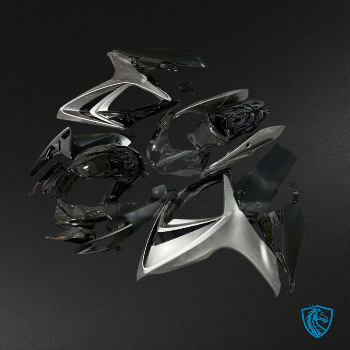 Suzuki GSXR 600-750 (2006-2007) Gloss Black & Silver - MERGEment Motorcycle Fairings Kit