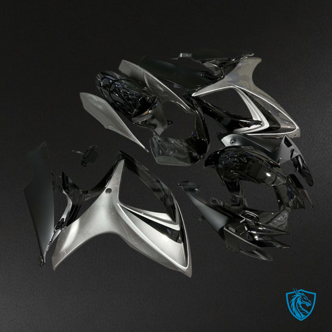 Suzuki GSXR 600-750 (2006-2007) Gloss Black & Silver - MERGEment Motorcycle Fairings Kit