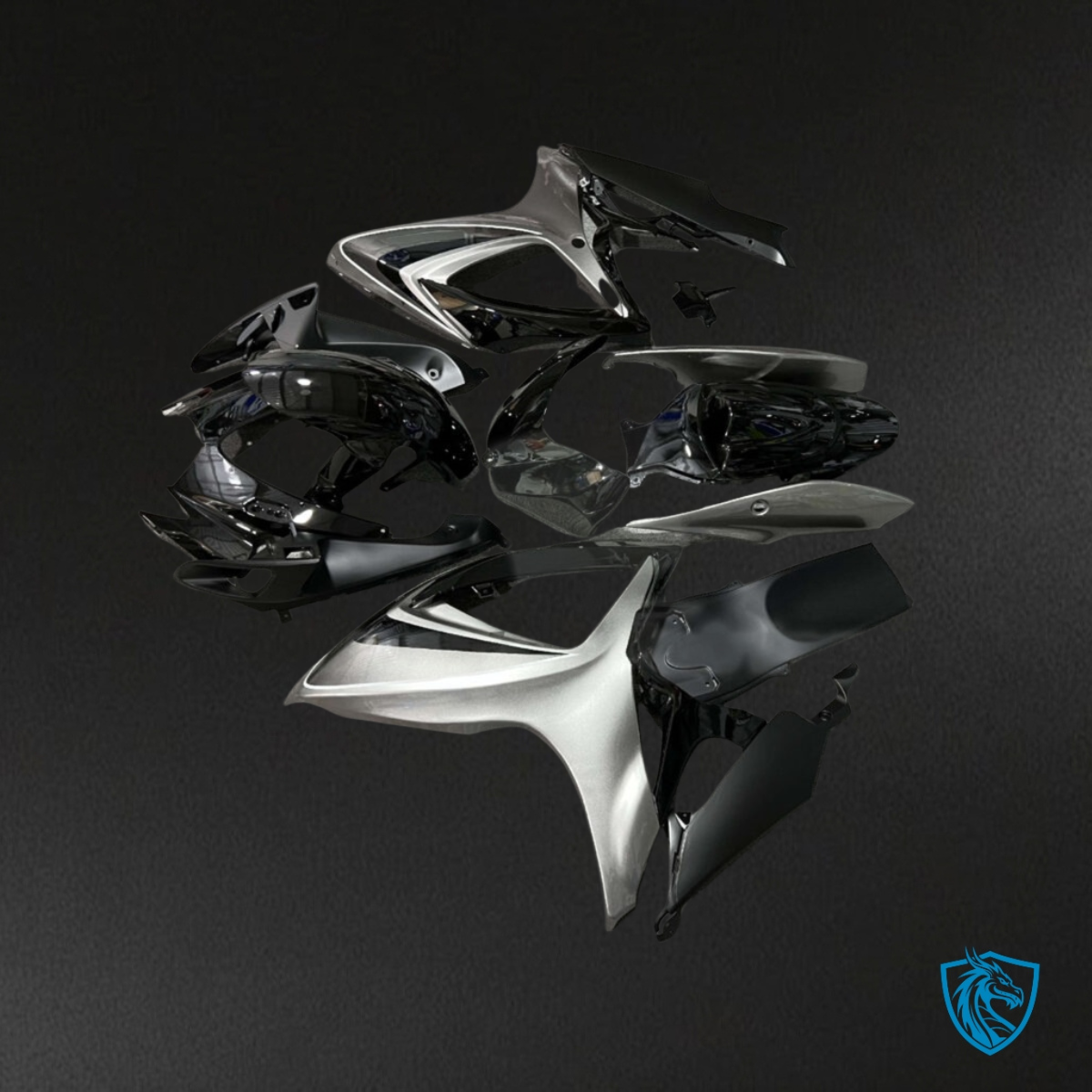 Suzuki GSXR 600-750 (2006-2007) Gloss Black & Silver - MERGEment Motorcycle Fairings Kit