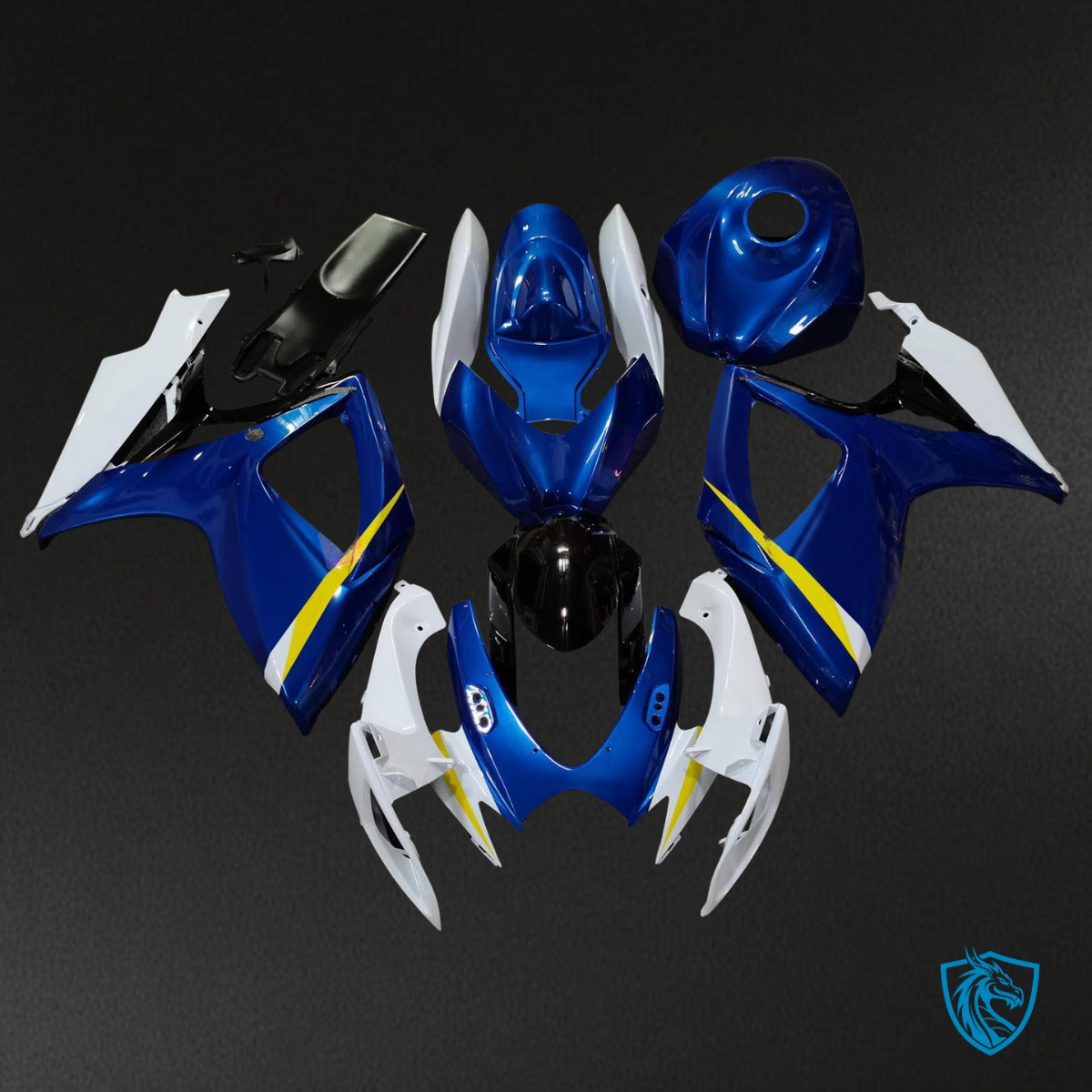 Suzuki GSXR 600-750 (2006-2007) Gloss Blue, White & Yellow Fairing Kit | ABS Bodywork