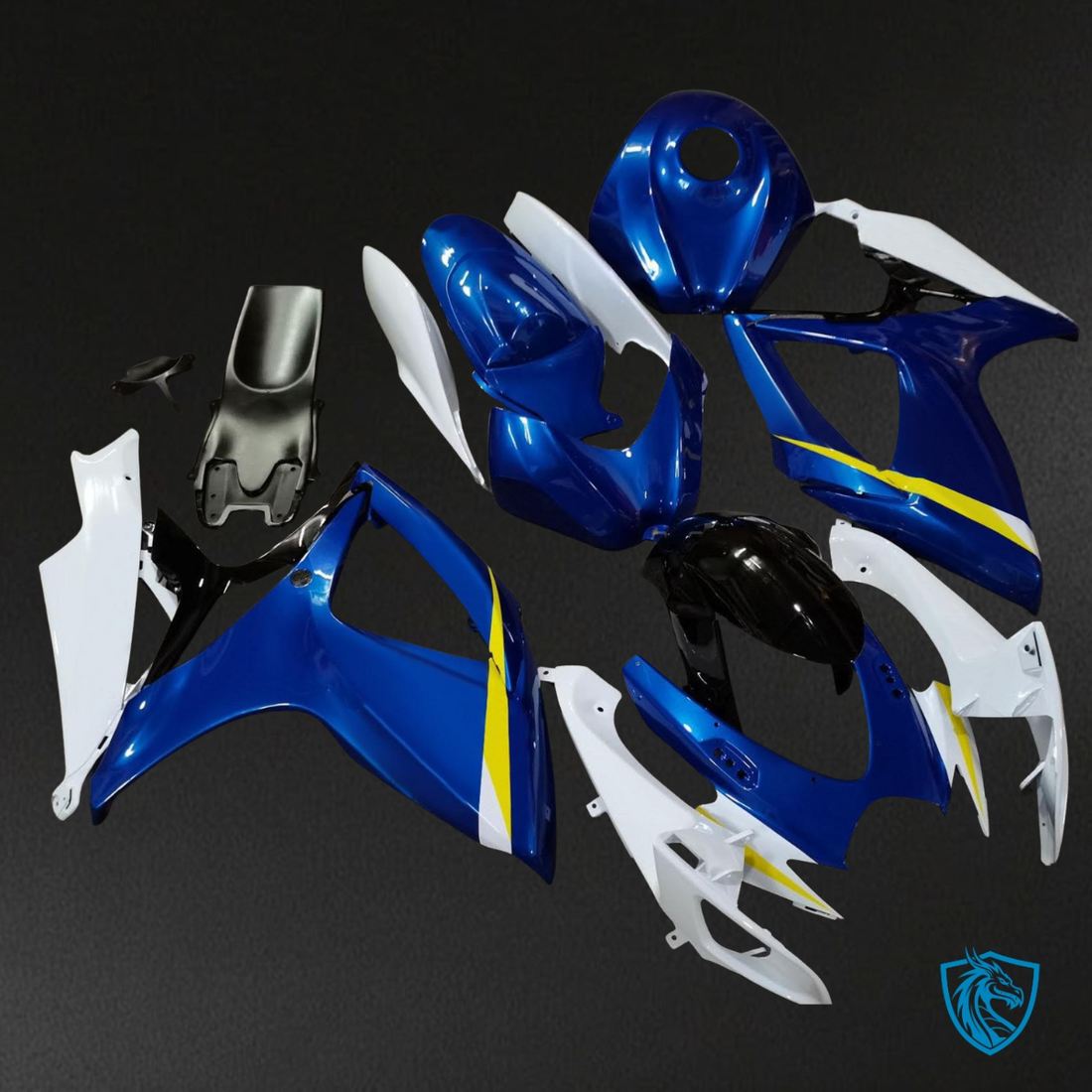 Suzuki GSXR 600-750 (2006-2007) Gloss Blue, White & Yellow Fairing Kit | ABS Bodywork