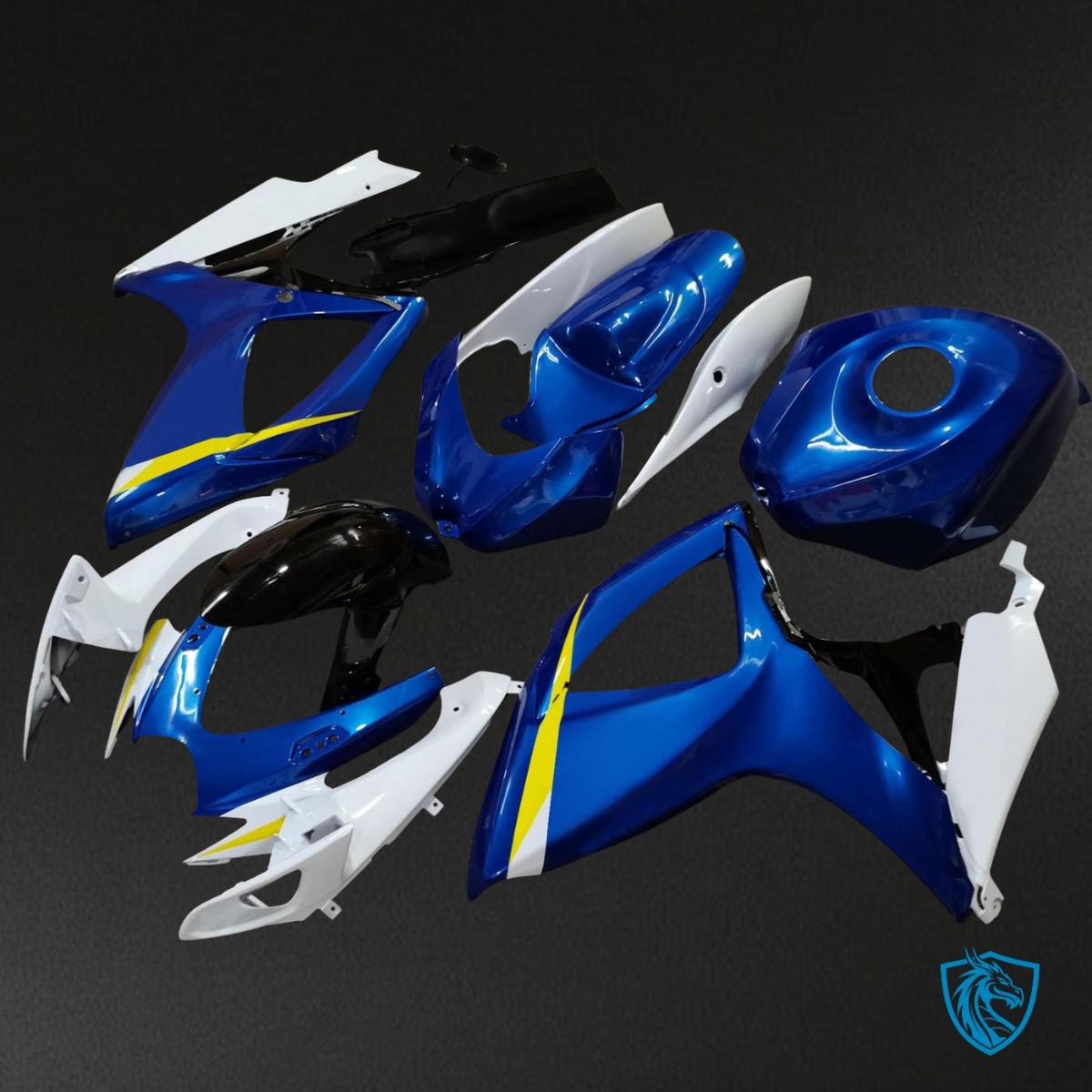 Suzuki GSXR 600-750 (2006-2007) Gloss Blue, White & Yellow Fairing Kit | ABS Bodywork