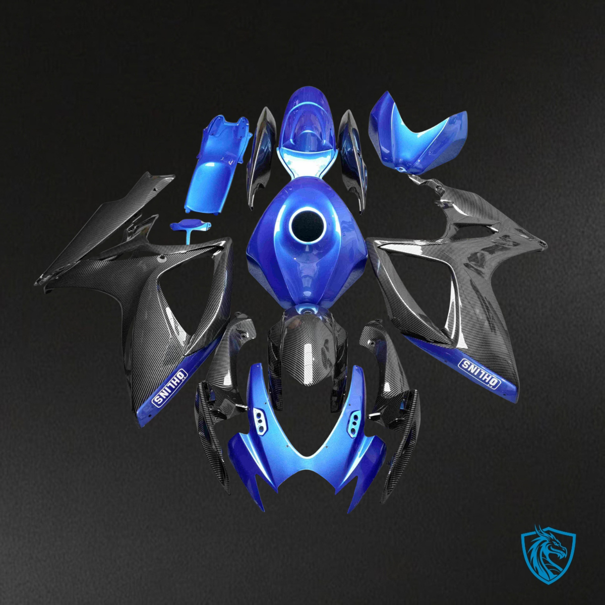 Suzuki GSXR 600-750 (2006-2007) Gloss Blue & Black - MERGEment Motorcycle Fairings Kit