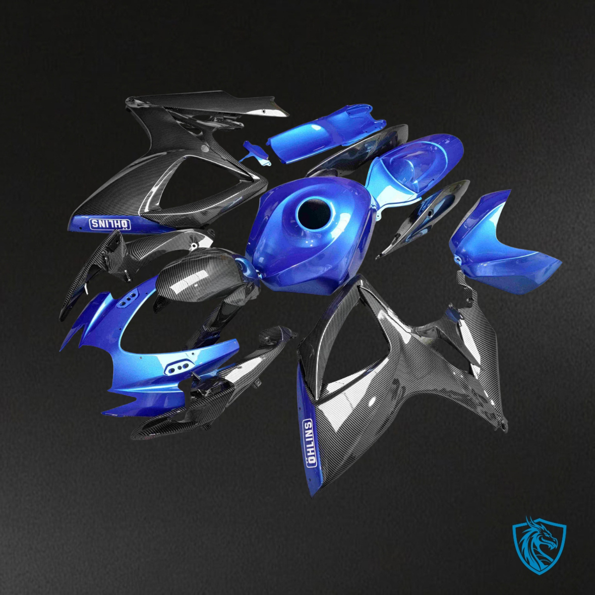 Suzuki GSXR 600-750 (2006-2007) Gloss Blue & Black - MERGEment Motorcycle Fairings Kit