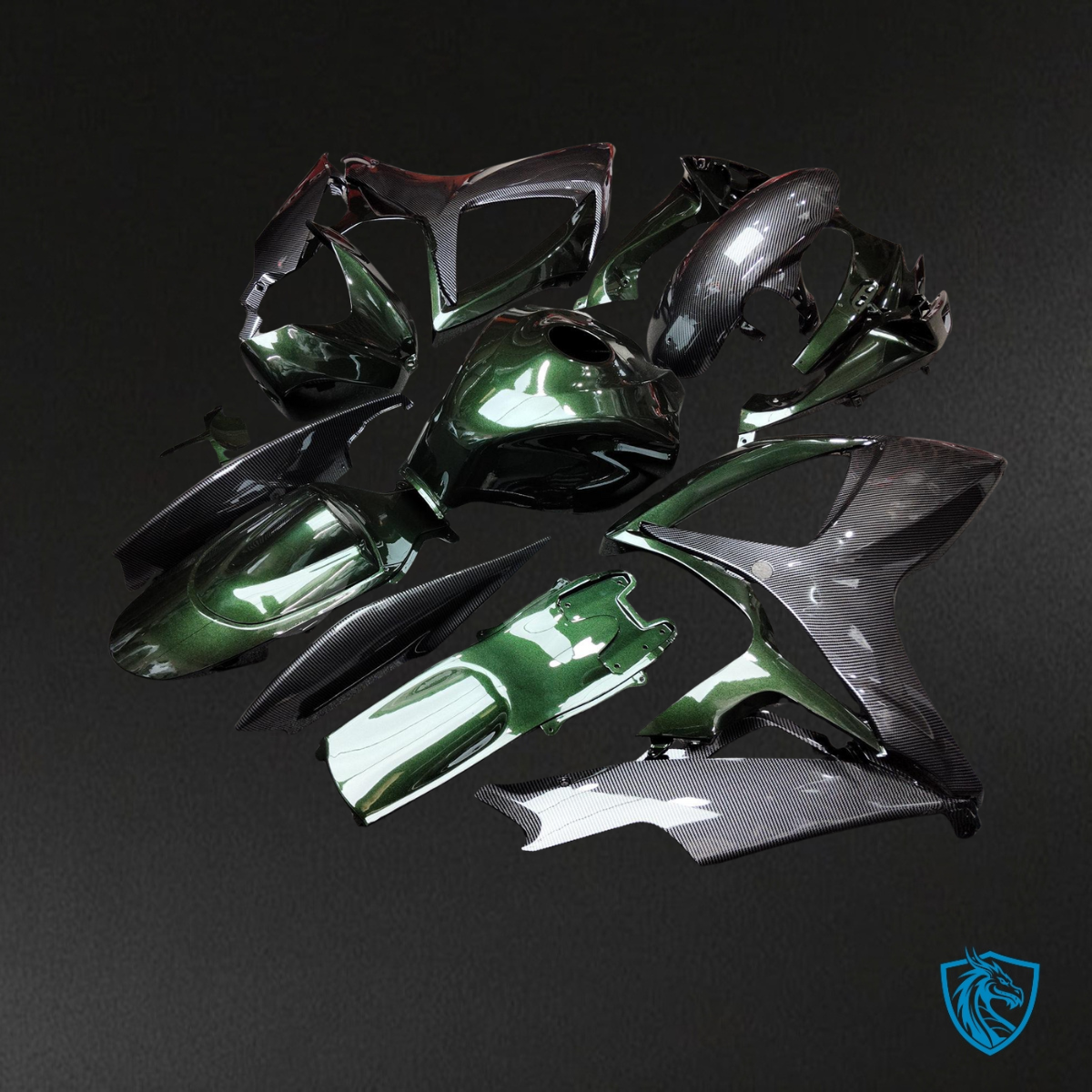 Suzuki GSXR 600-750 (2006-2007) Gloss Green & Black  Fairing Kit - Aftermarket ABS Bodywork
