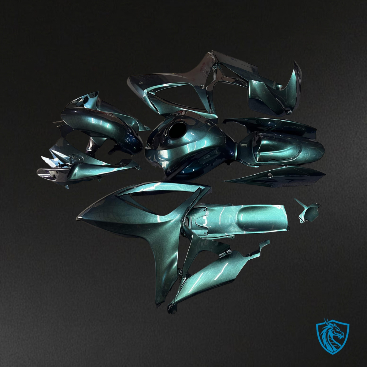 Suzuki GSXR 600-750 (2006-2007) Gloss Green & Light Blue - MERGEment Motorcycle Fairings Kit