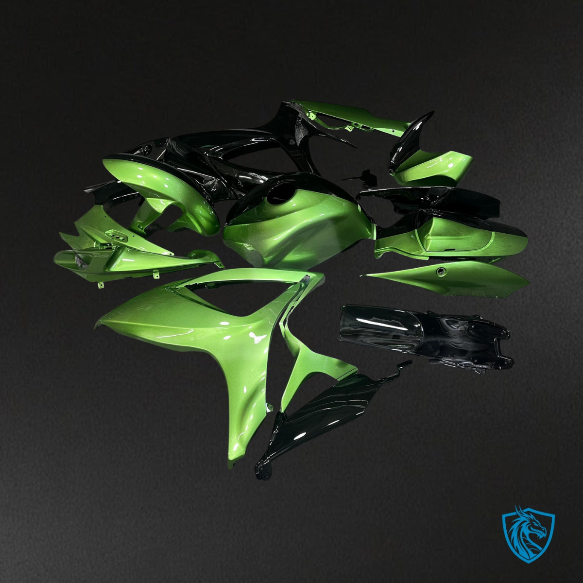 Suzuki GSXR 600-750 (2006-2007) Gloss Green & Black Split Fairing Kit | ABS Bodywork