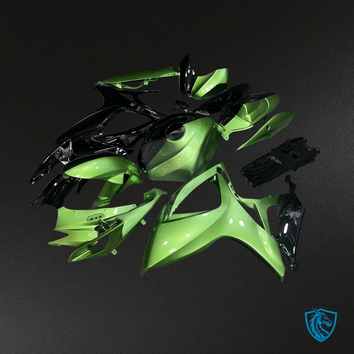Suzuki GSXR 600-750 (2006-2007) Gloss Green & Black Split Fairing Kit | ABS Bodywork
