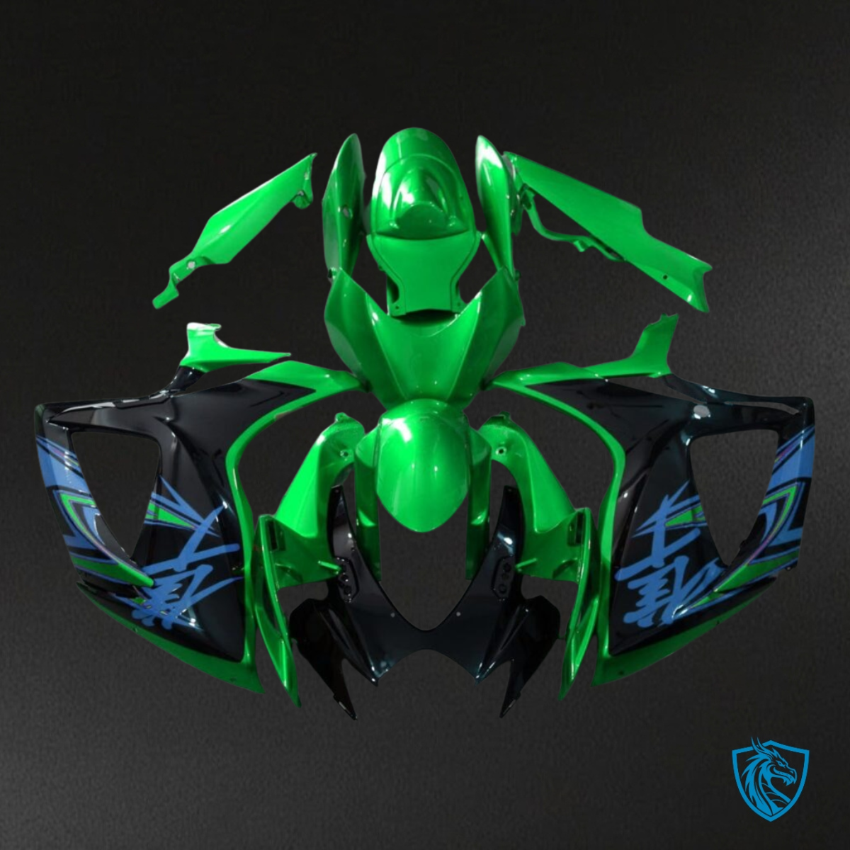Suzuki GSXR 600-750 (2006-2007) Gloss Green & Black - Custom ABS Fairing Kit