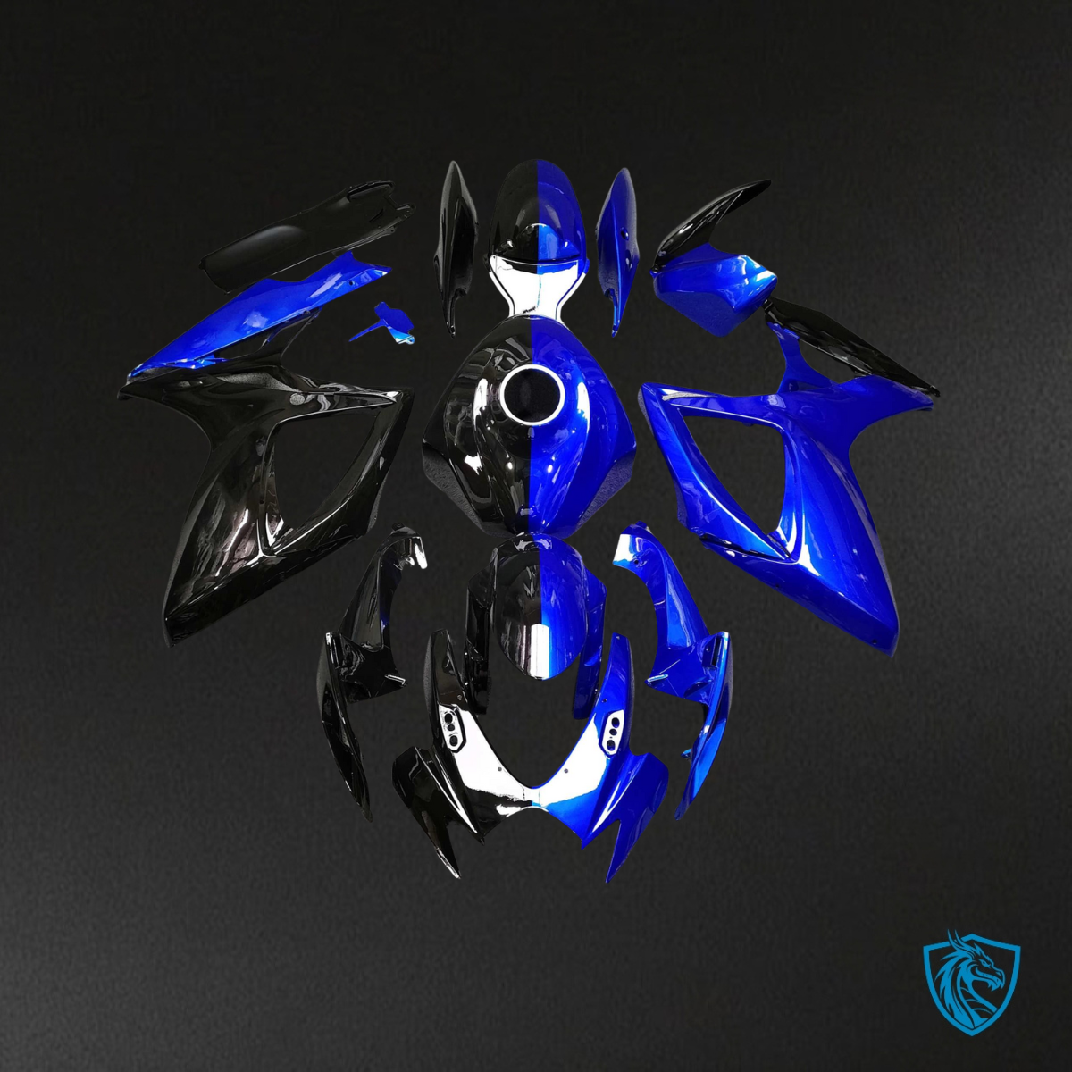 Suzuki GSXR 600-750 (2006-2007) Gloss Blue & Black - MERGEment Motorcycle Fairings Kit