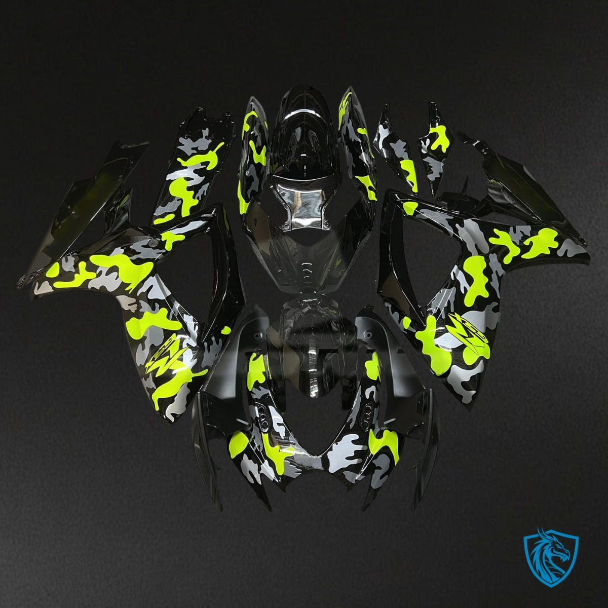 Suzuki GSXR 600-750 (2006-2007) Neon Yellow, Black & Gray Fairing Kit - Aftermarket ABS Bodywork