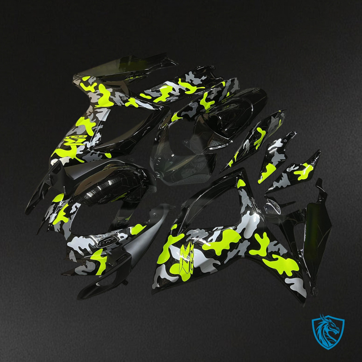 Suzuki GSXR 600-750 (2006-2007) Neon Yellow, Black & Gray Fairing Kit - Aftermarket ABS Bodywork