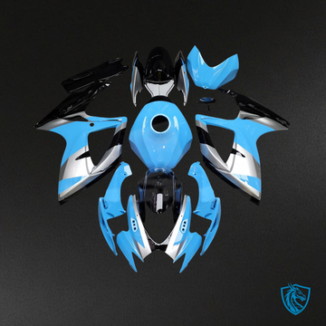 Suzuki GSXR 600-750 (2006-2007) Light Blue, Black & Silver Fairing Kit - Aftermarket ABS Bodywork