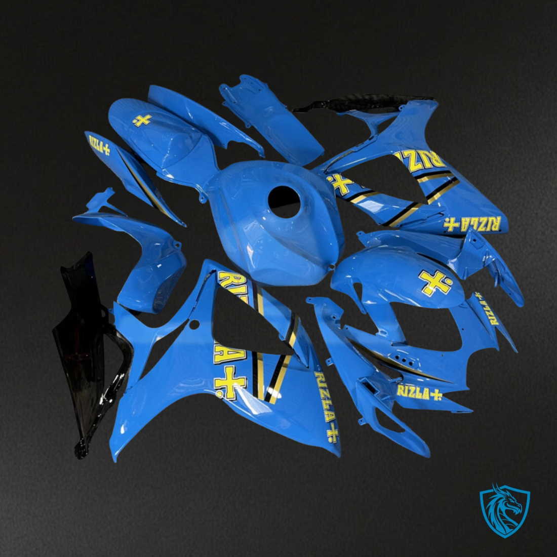 Suzuki GSXR 600-750 (2006-2007) Light Blue & Yellow Rizla Fairing Kit | ABS Bodywork