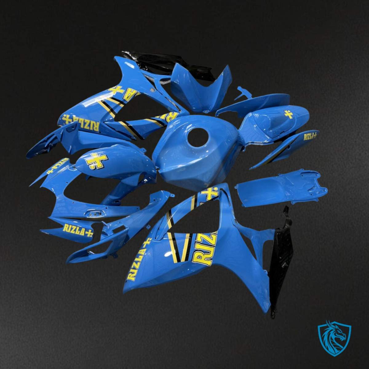 Suzuki GSXR 600-750 (2006-2007) Light Blue & Yellow Rizla Fairing Kit | ABS Bodywork
