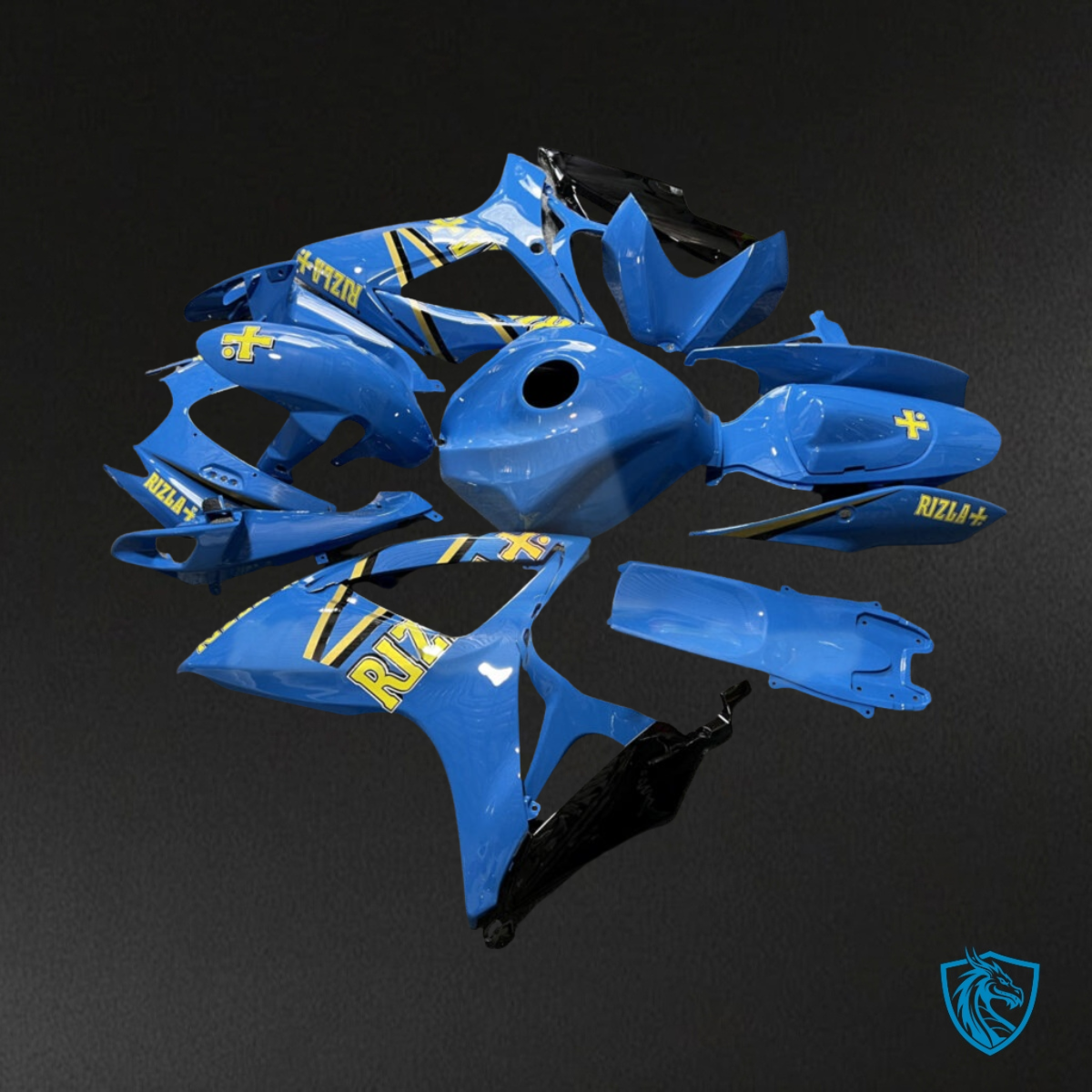 Suzuki GSXR 600-750 (2006-2007) Light Blue & Yellow Rizla Fairing Kit | ABS Bodywork
