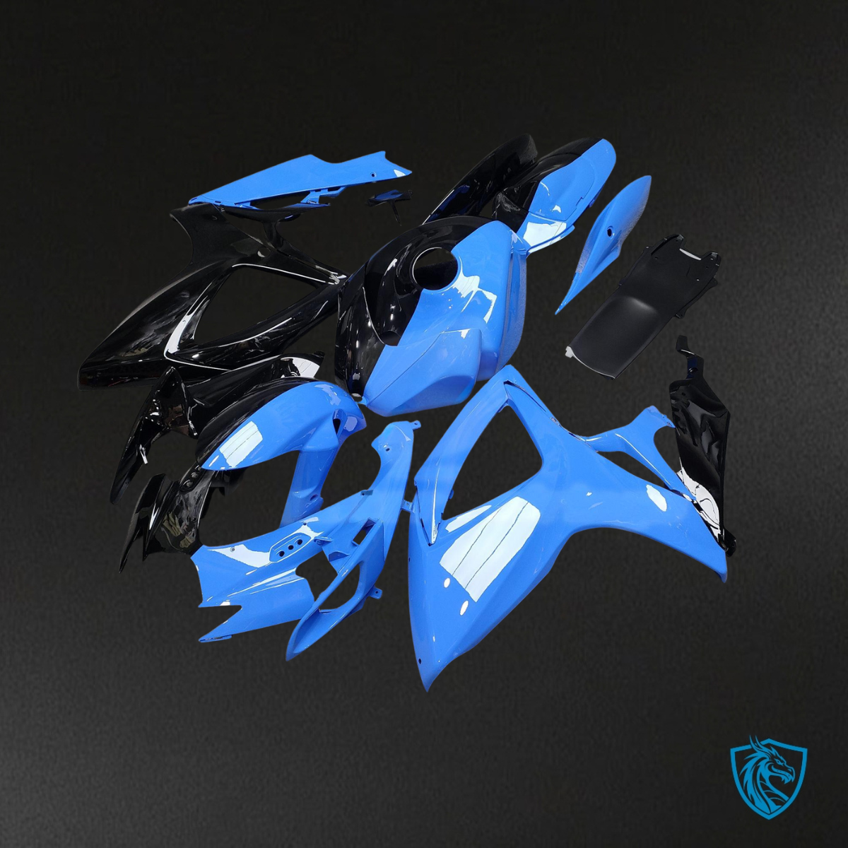 Suzuki GSXR 600-750 (2006-2007) Gloss Light Blue & Black Split - Custom ABS Fairing Kit