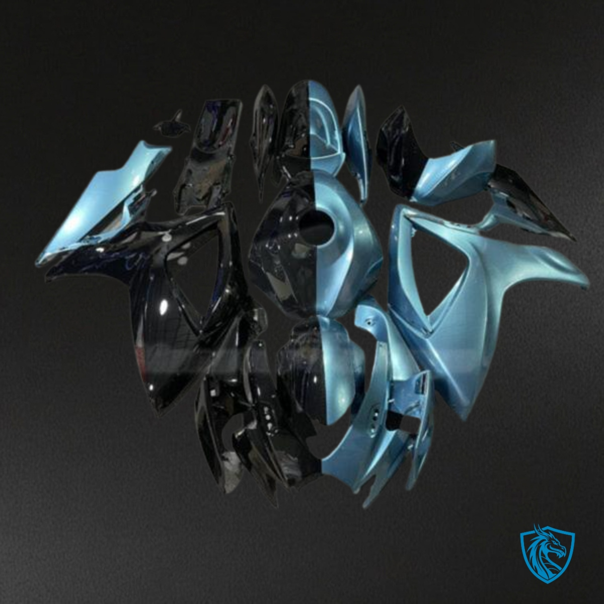 Suzuki GSXR 600-750 (2006-2007) Gloss Light Blue & Black - MERGEment Motorcycle Fairings Kit
