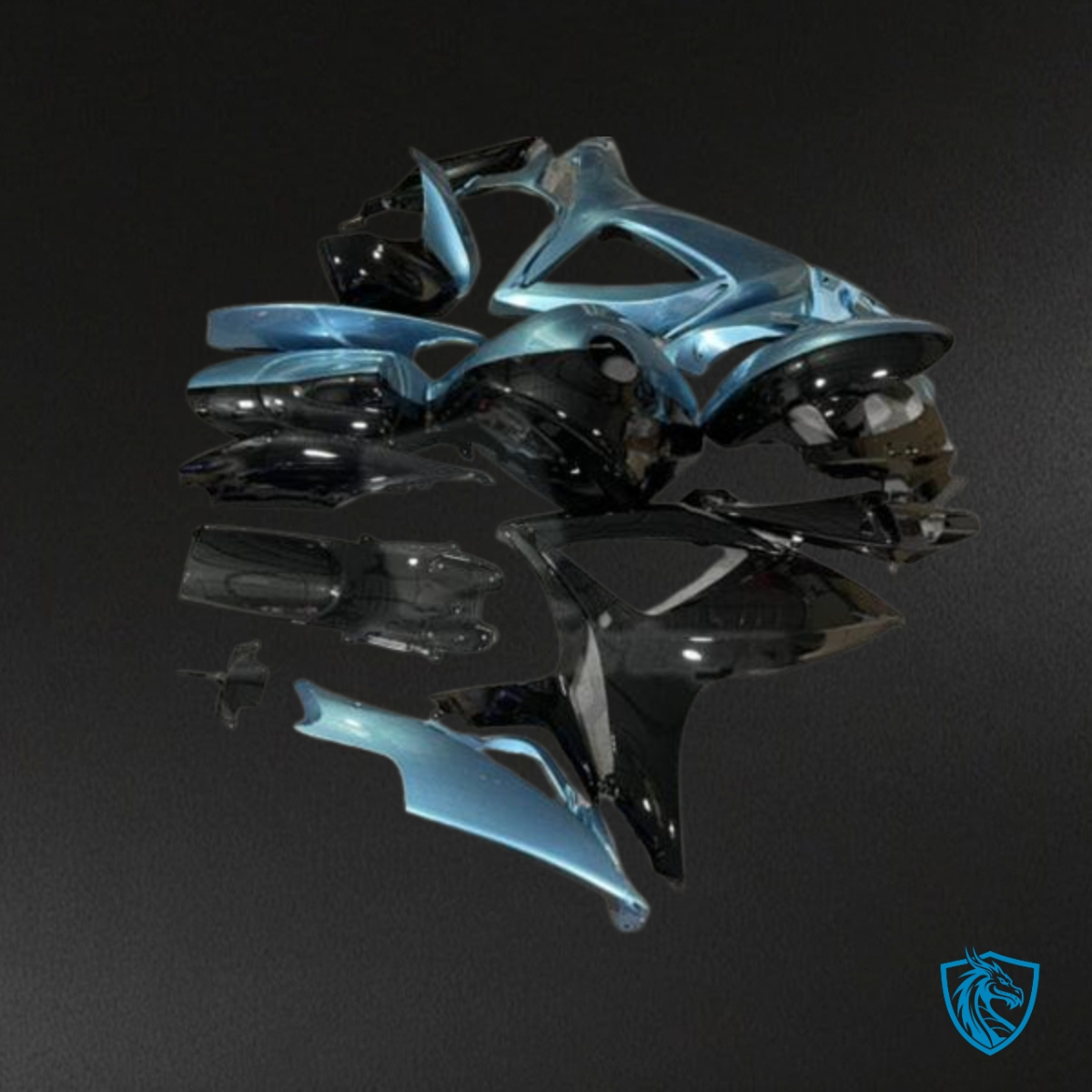 Suzuki GSXR 600-750 (2006-2007) Gloss Light Blue & Black - MERGEment Motorcycle Fairings Kit