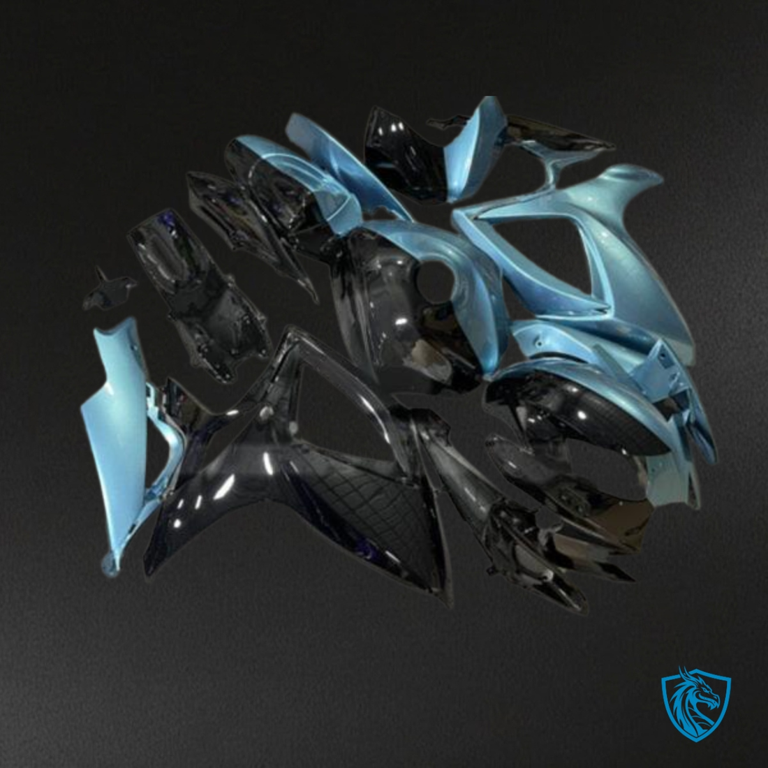 Suzuki GSXR 600-750 (2006-2007) Gloss Light Blue & Black - MERGEment Motorcycle Fairings Kit