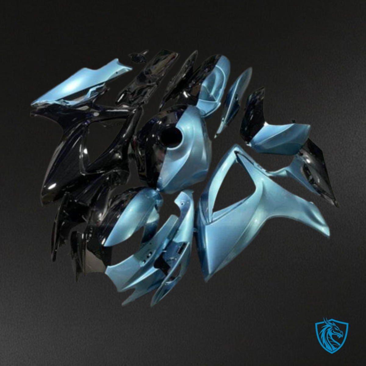Suzuki GSXR 600-750 (2006-2007) Gloss Light Blue & Black - MERGEment Motorcycle Fairings Kit