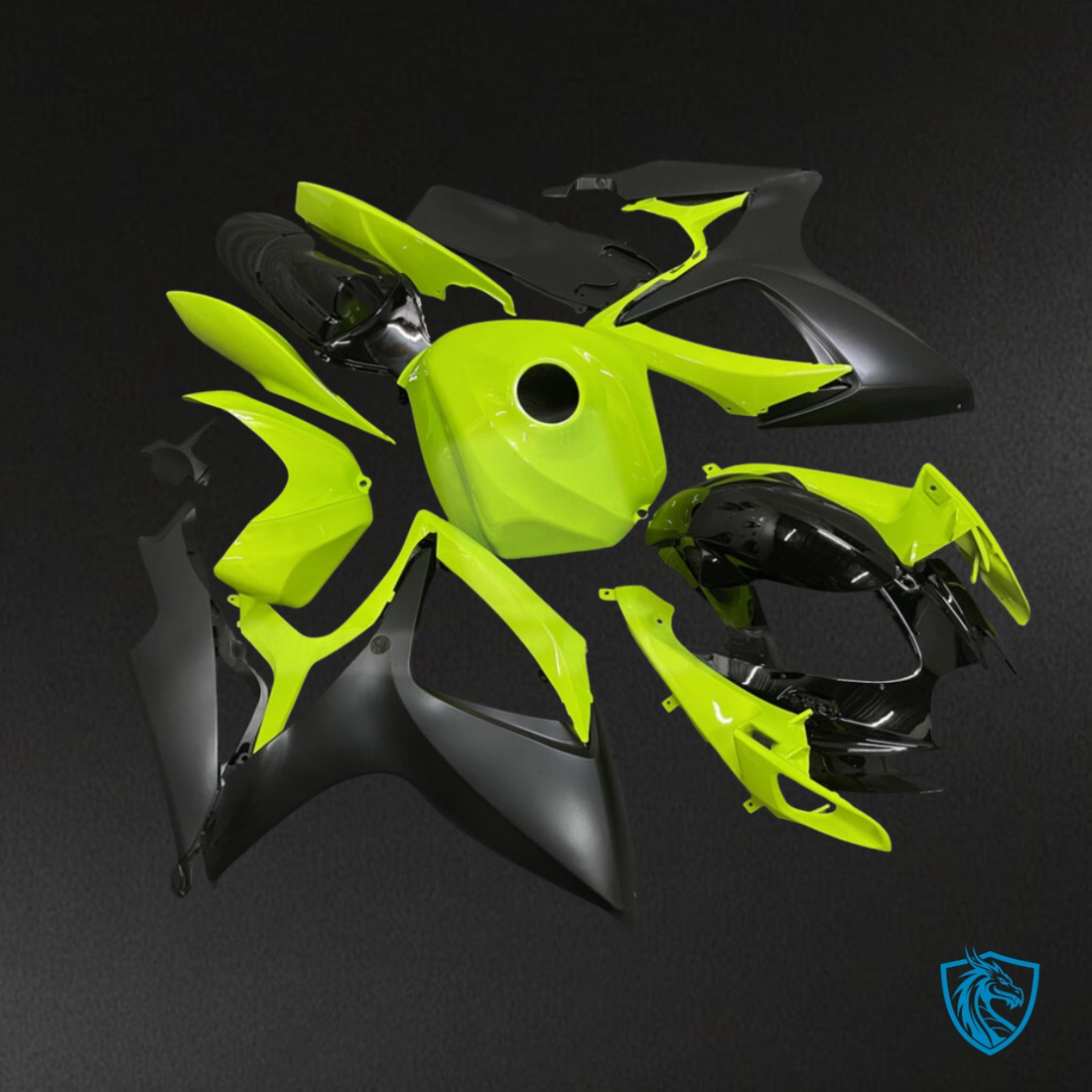 Suzuki GSXR 600-750 (2006-2007) Gloss Lime Green & Black Fairing Kit | ABS Bodywork