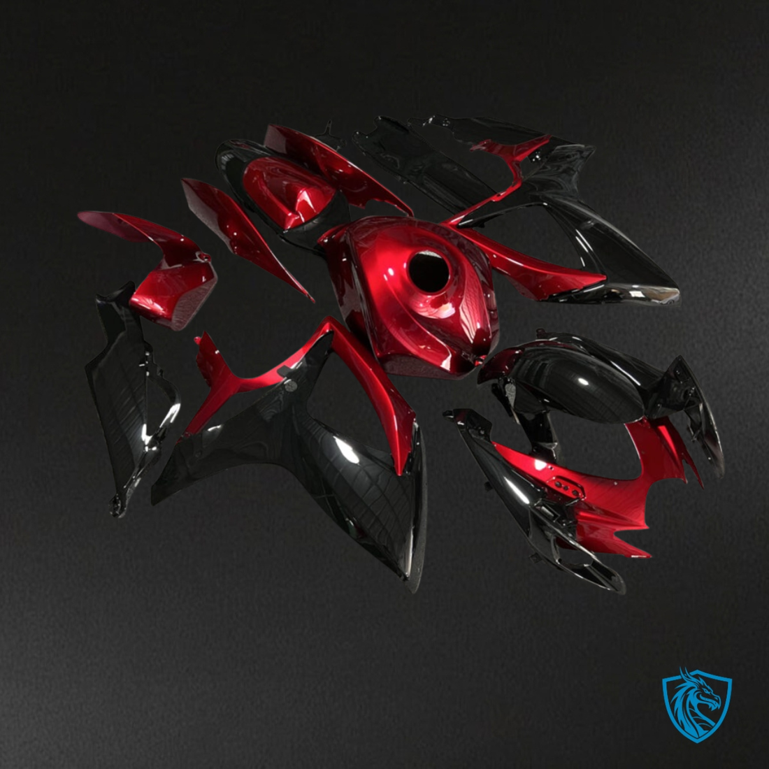 Suzuki GSXR 600-750 (2006-2007) Gloss Maroon Red & Black - Custom ABS Fairing Kit