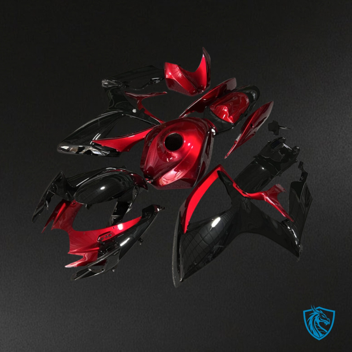Suzuki GSXR 600-750 (2006-2007) Gloss Maroon Red & Black - Custom ABS Fairing Kit