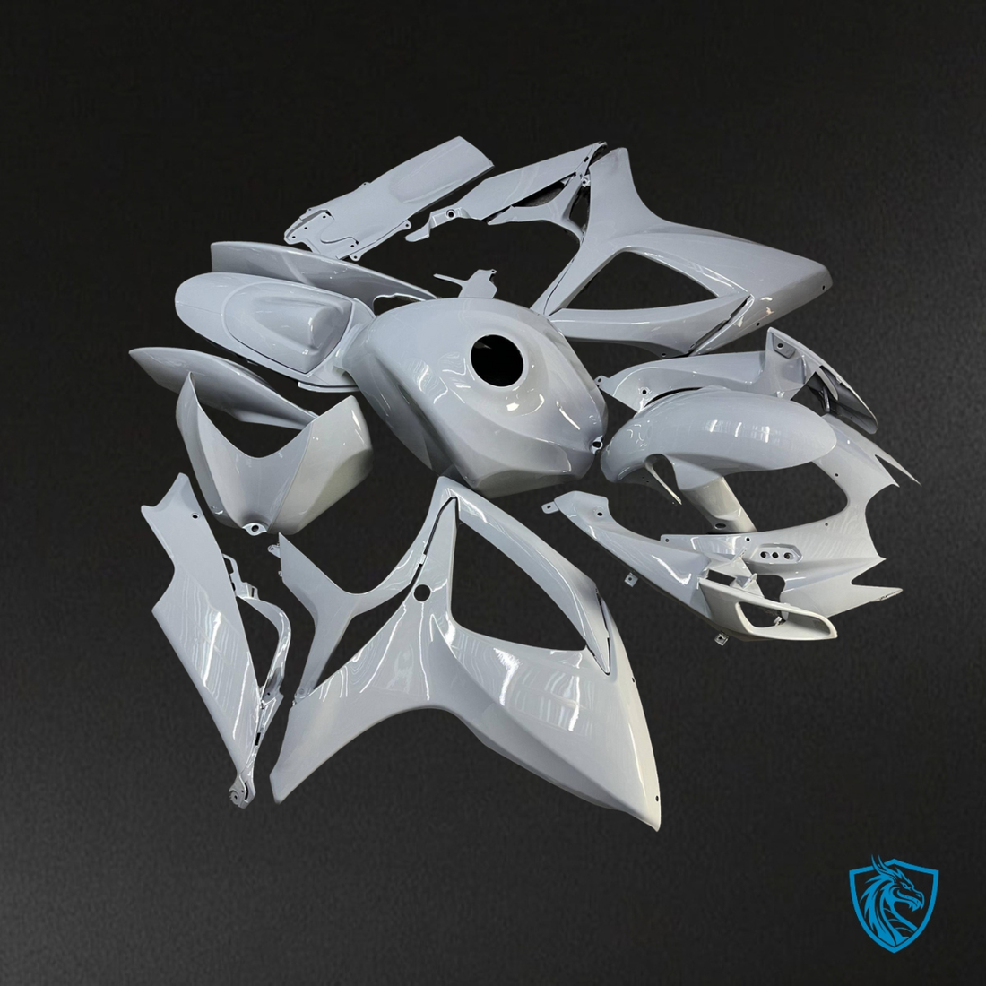 Suzuki GSXR 600-750 (2006-2007) Gloss Nardo Gray & White Fairing Kit - Aftermarket ABS Bodywork