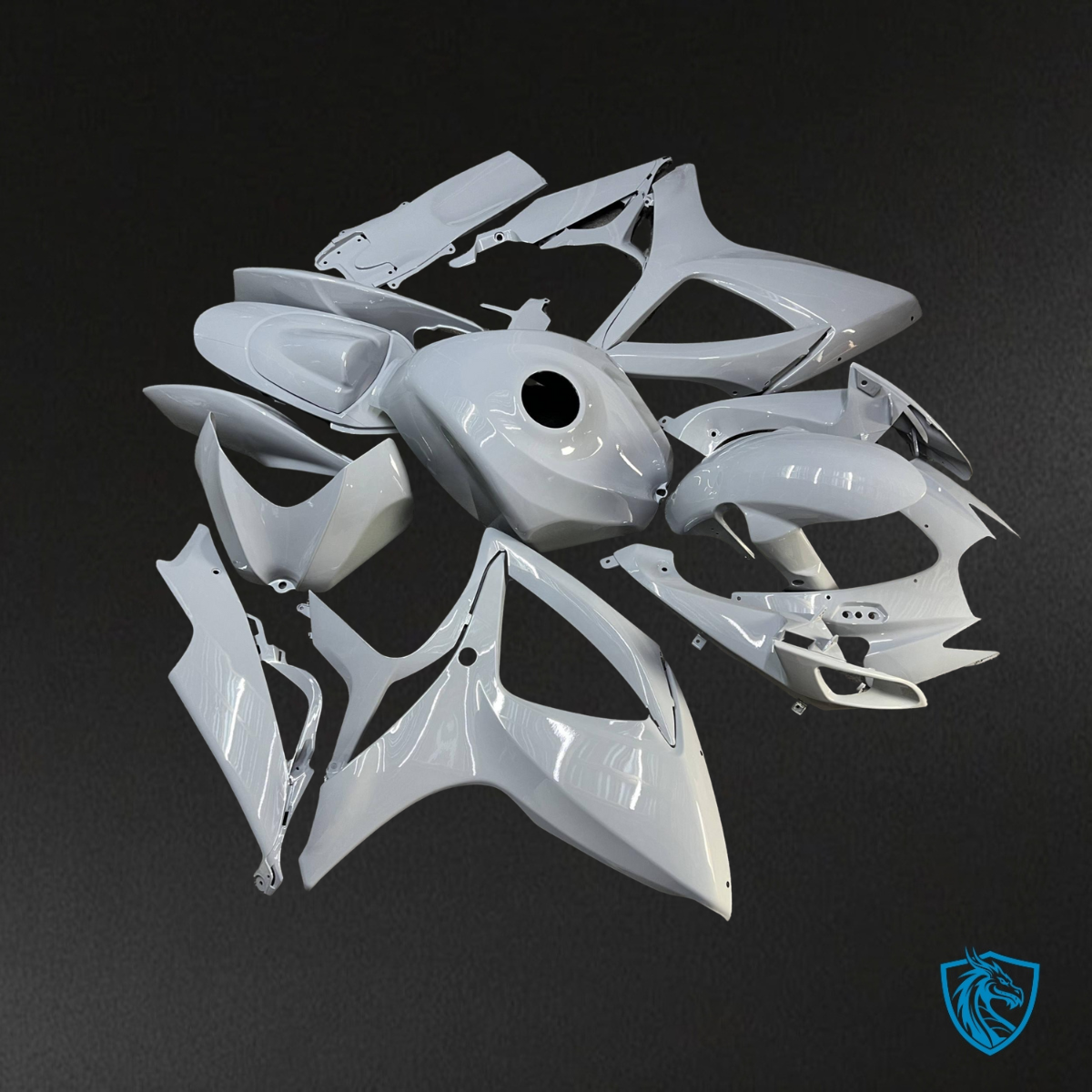 Suzuki GSXR 600-750 (2006-2007) Gloss Nardo Gray & White Fairing Kit - Aftermarket ABS Bodywork