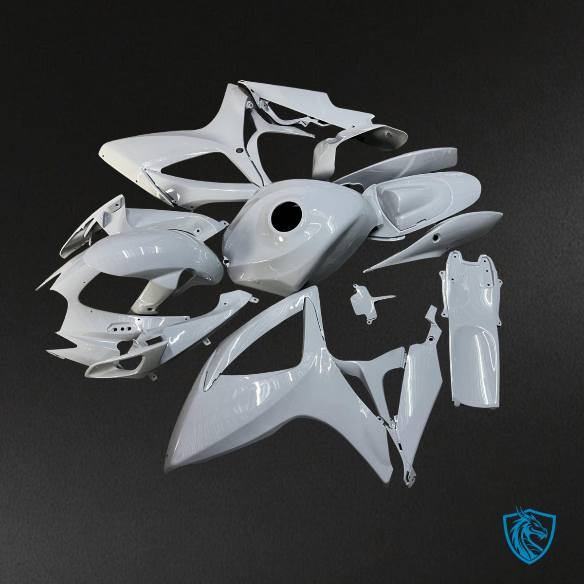 Suzuki GSXR 600-750 (2006-2007) Gloss Nardo Gray & White Fairing Kit - Aftermarket ABS Bodywork