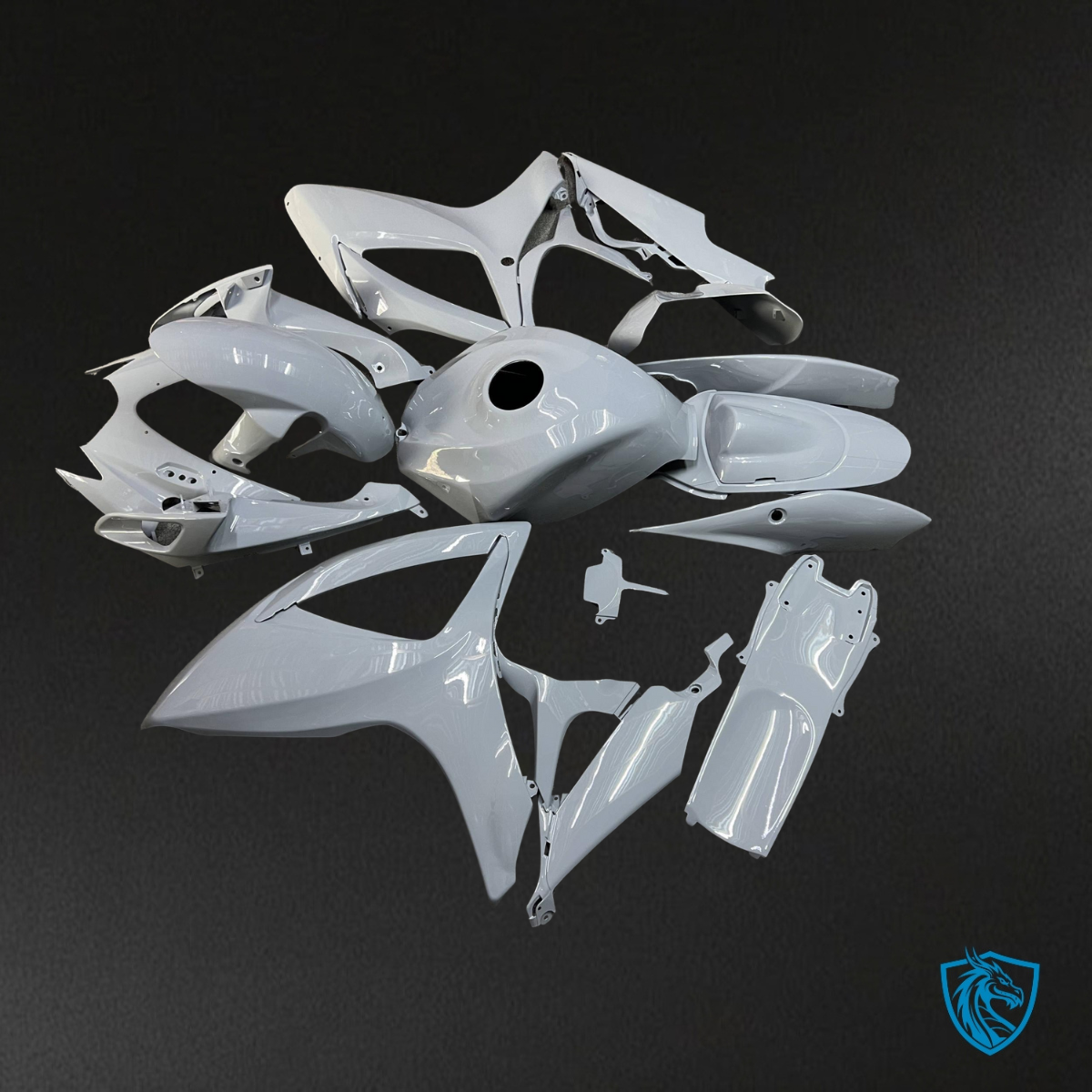 Suzuki GSXR 600-750 (2006-2007) Gloss Nardo Gray & White Fairing Kit - Aftermarket ABS Bodywork