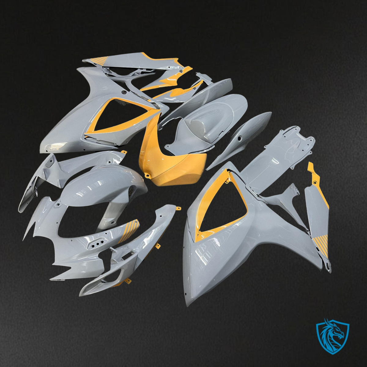 Suzuki GSXR 600-750 (2006-2007) Gloss Nardo Gray & Orange - Custom ABS Fairing Kit