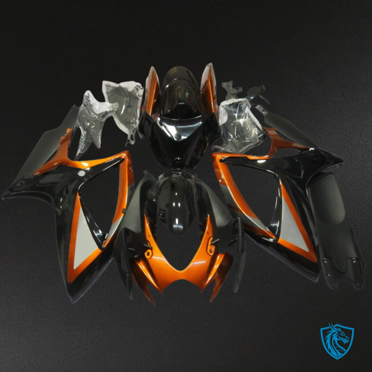 Suzuki GSXR 600-750 (2006-2007) Gloss Orange & Black - MERGEment Motorcycle Fairings Kit