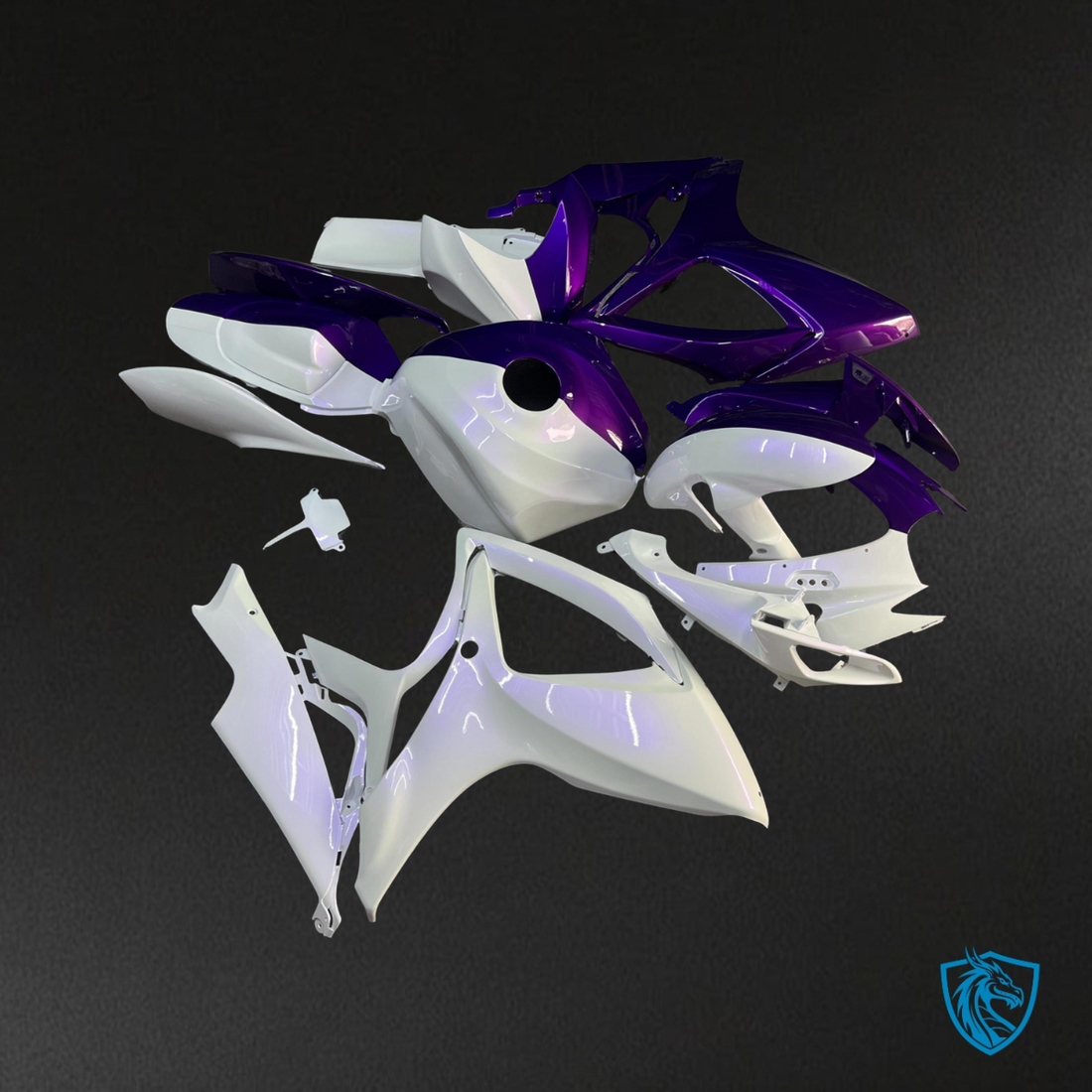Suzuki GSXR 600-750 (2006-2007) Gloss Pearl White & Purple Split Fairing Kit | ABS Bodywork