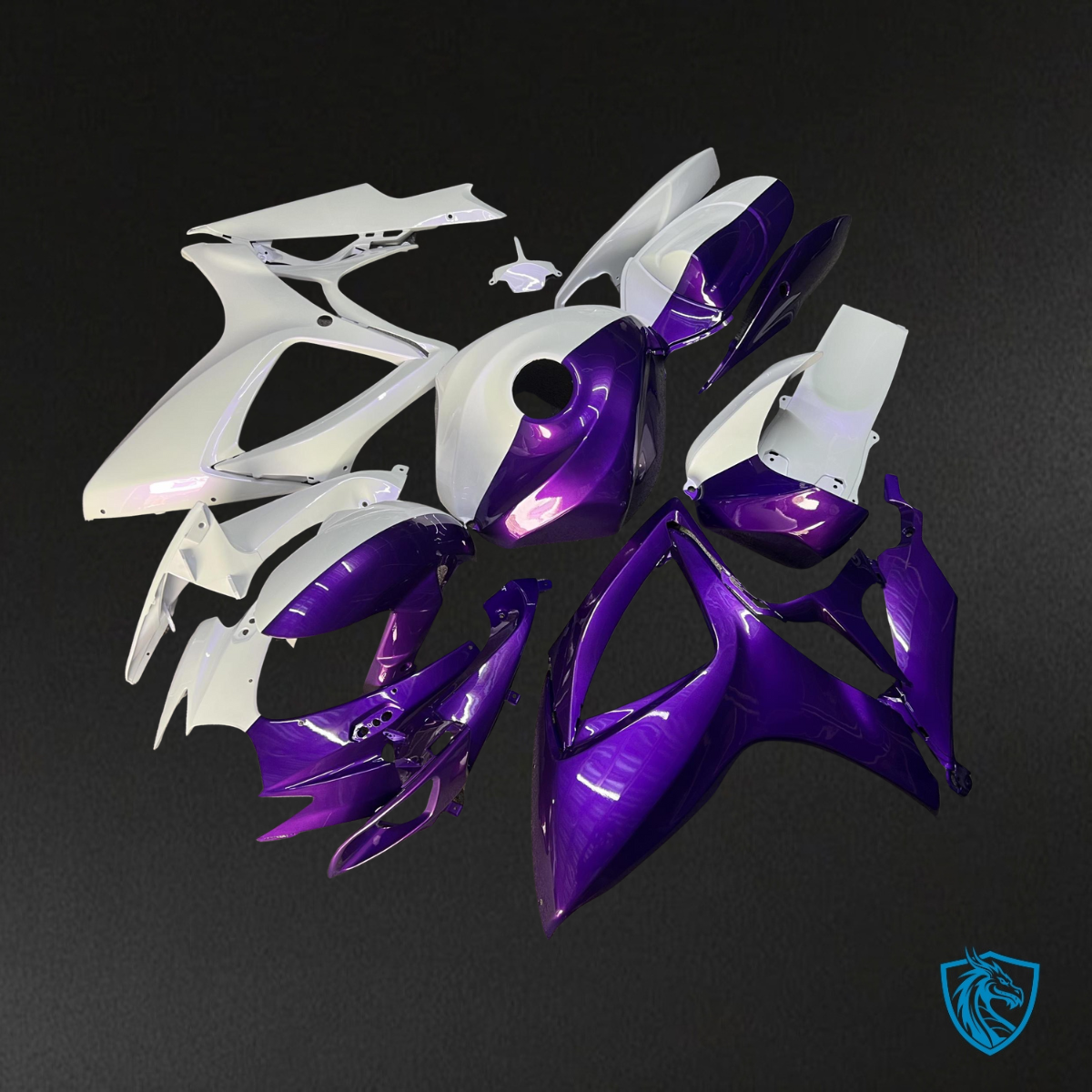 Suzuki GSXR 600-750 (2006-2007) Gloss Pearl White & Purple Split Fairing Kit | ABS Bodywork