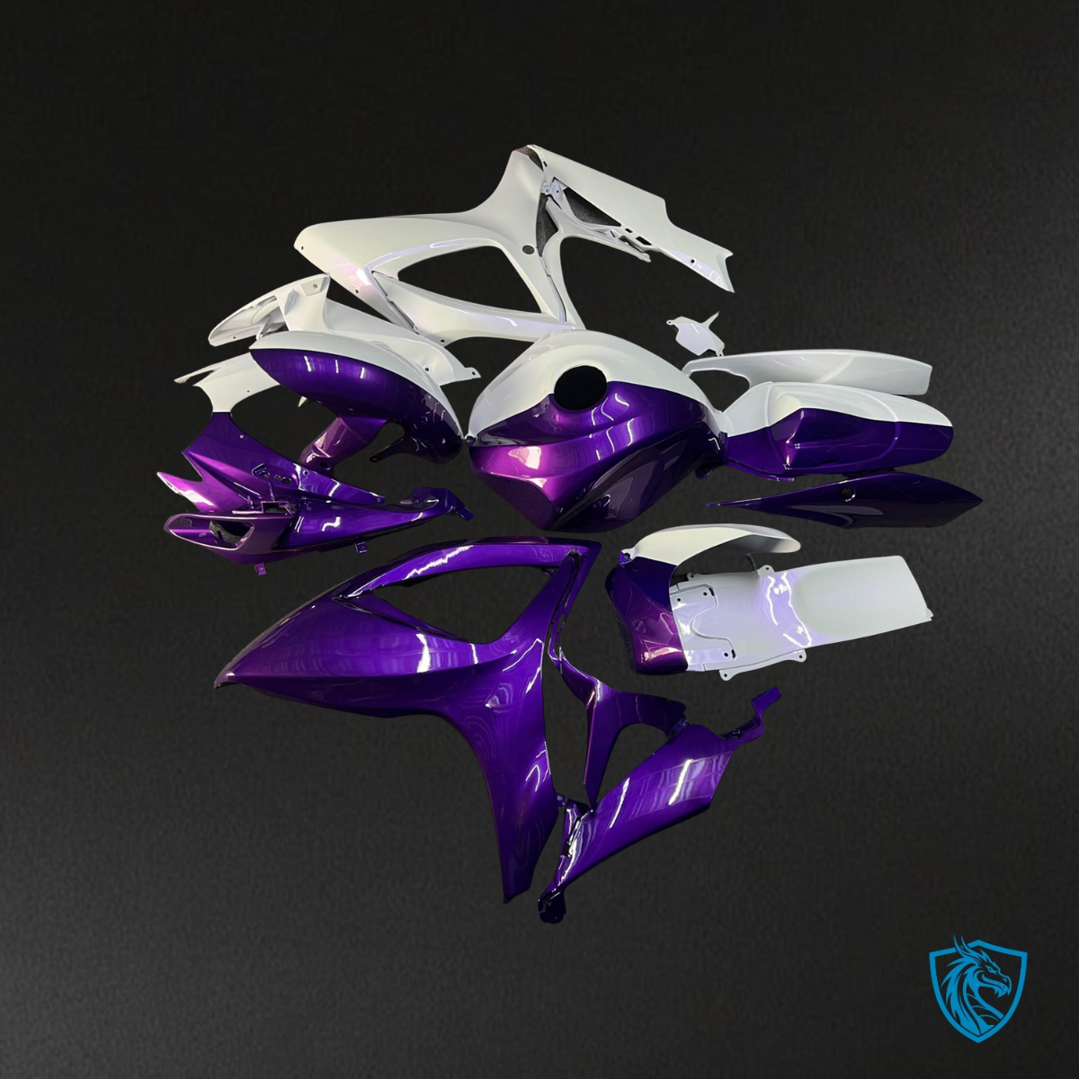 Suzuki GSXR 600-750 (2006-2007) Gloss Pearl White & Purple Split Fairing Kit | ABS Bodywork