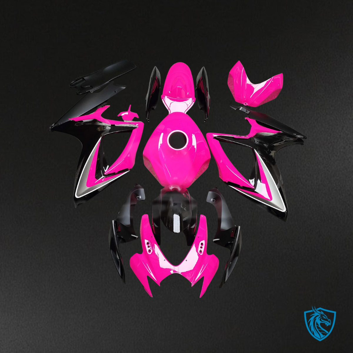 Suzuki GSXR 600-750 (2006-2007) Gloss Pink & Black - Custom ABS Fairing Kit