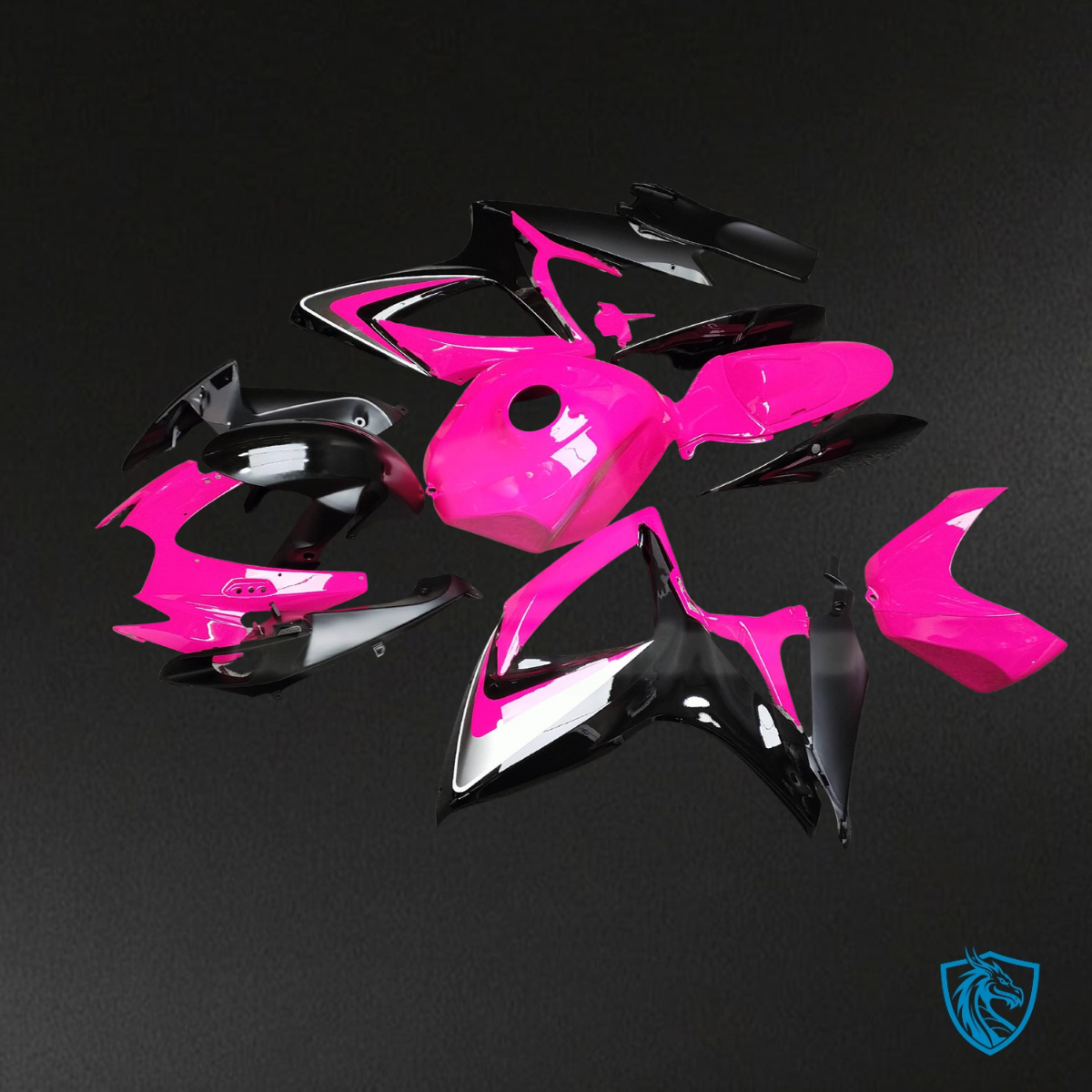 Suzuki GSXR 600-750 (2006-2007) Gloss Pink & Black - Custom ABS Fairing Kit