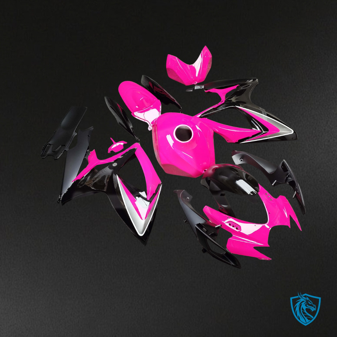 Suzuki GSXR 600-750 (2006-2007) Gloss Pink & Black - Custom ABS Fairing Kit