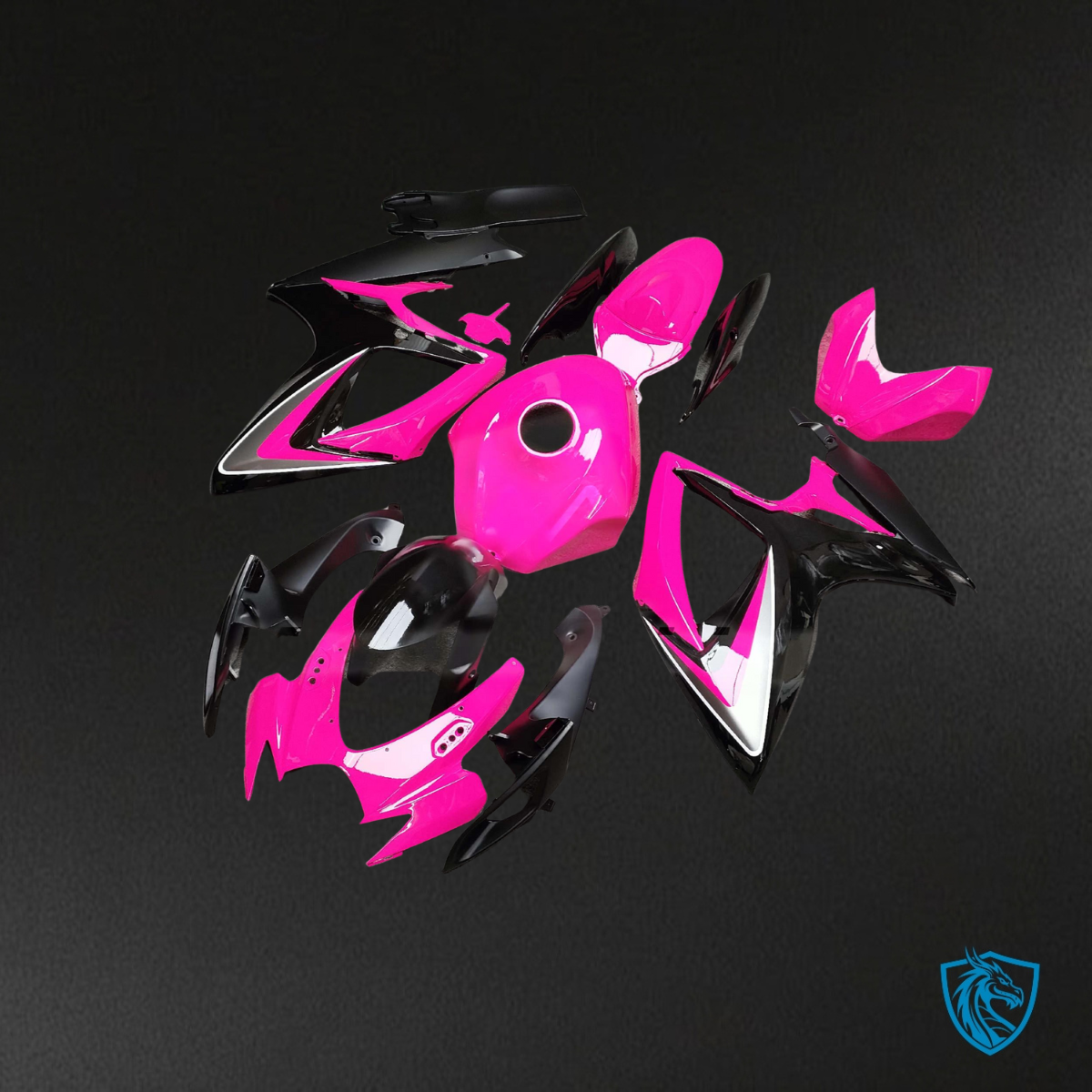 Suzuki GSXR 600-750 (2006-2007) Gloss Pink & Black - Custom ABS Fairing Kit