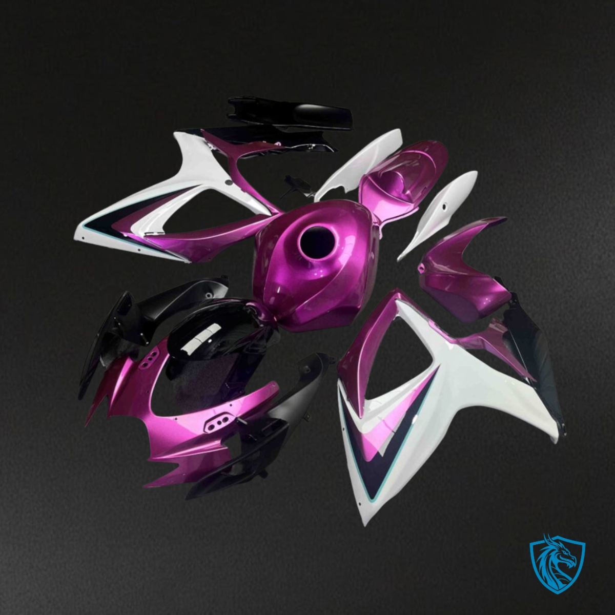 Suzuki GSXR 600-750 (2006-2007) Gloss Pink & White - MERGEment Motorcycle Fairings Kit