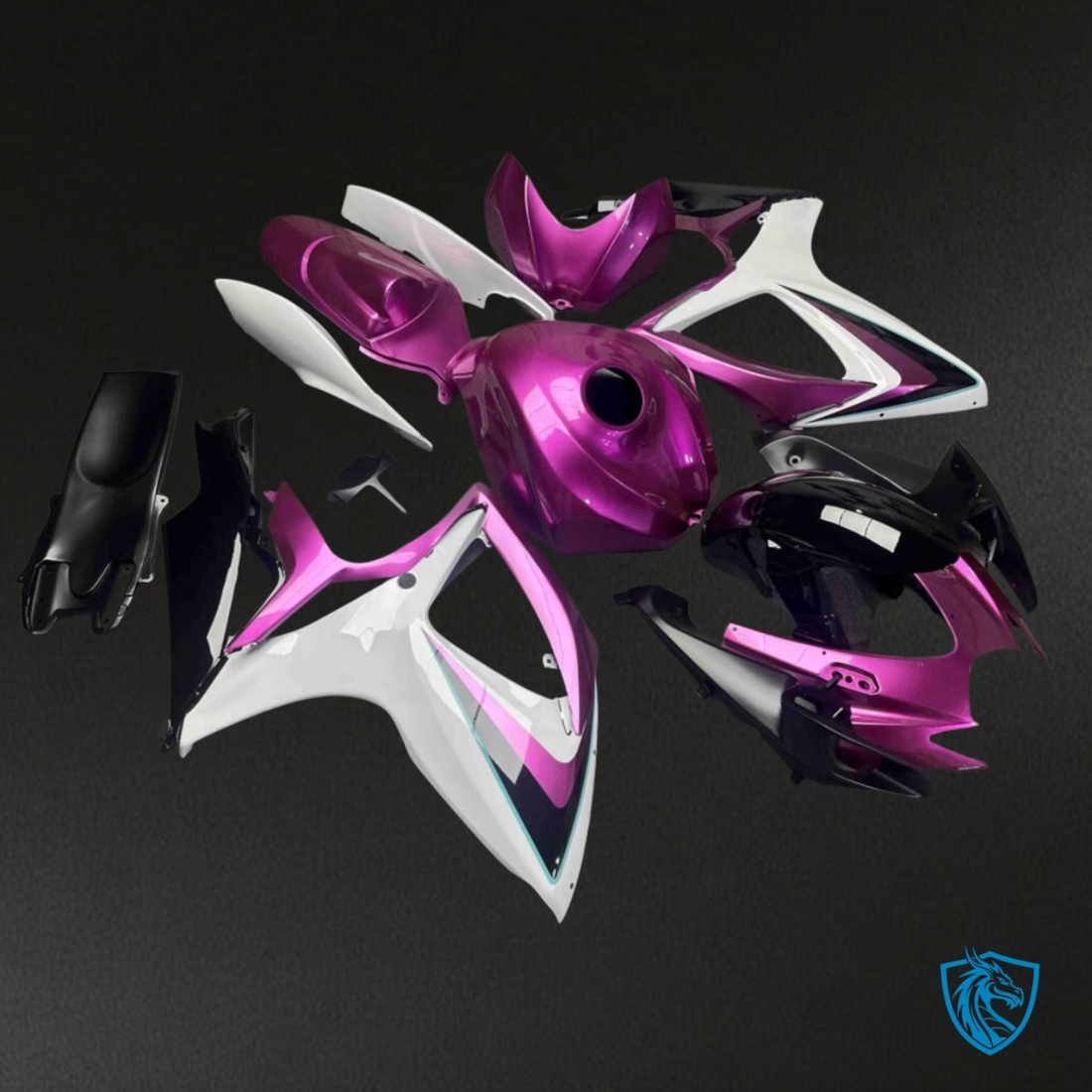 Suzuki GSXR 600-750 (2006-2007) Gloss Pink & White - MERGEment Motorcycle Fairings Kit