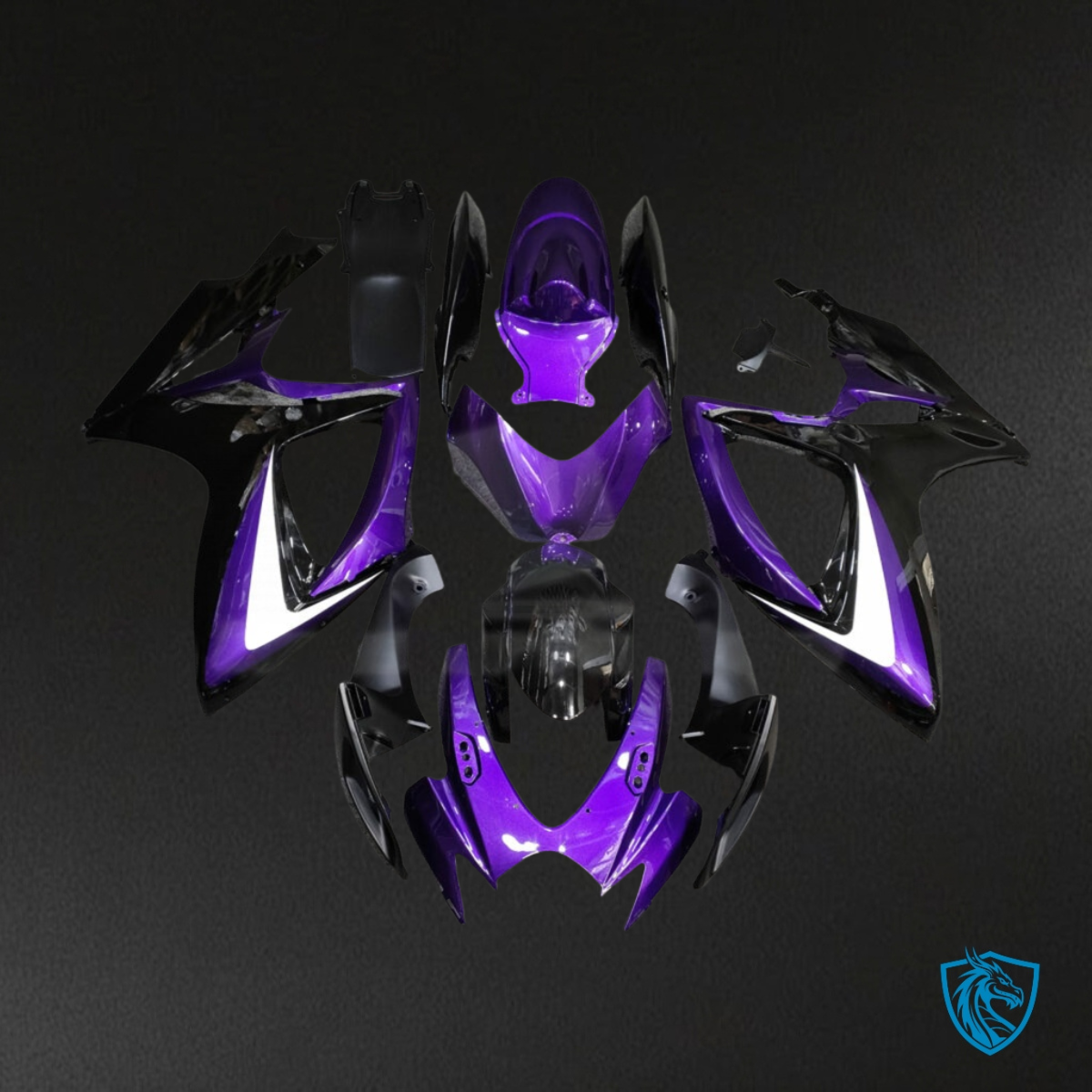 Suzuki GSXR 600-750 (2006-2007) Gloss Purple, Black & White - Custom ABS Fairing Kit