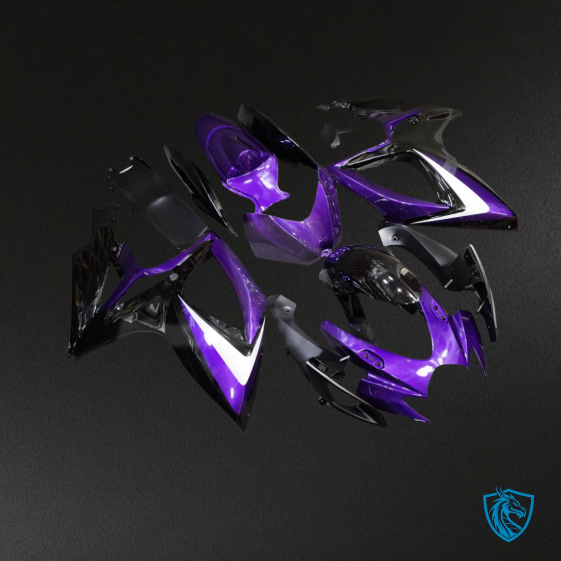 Suzuki GSXR 600-750 (2006-2007) Gloss Purple, Black & White - Custom ABS Fairing Kit