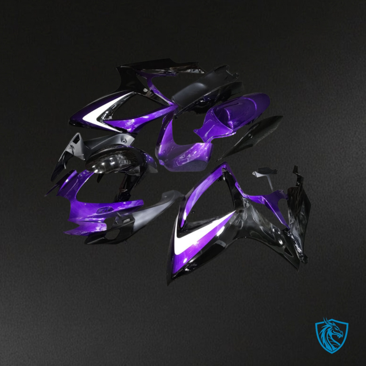 Suzuki GSXR 600-750 (2006-2007) Gloss Purple, Black & White - Custom ABS Fairing Kit