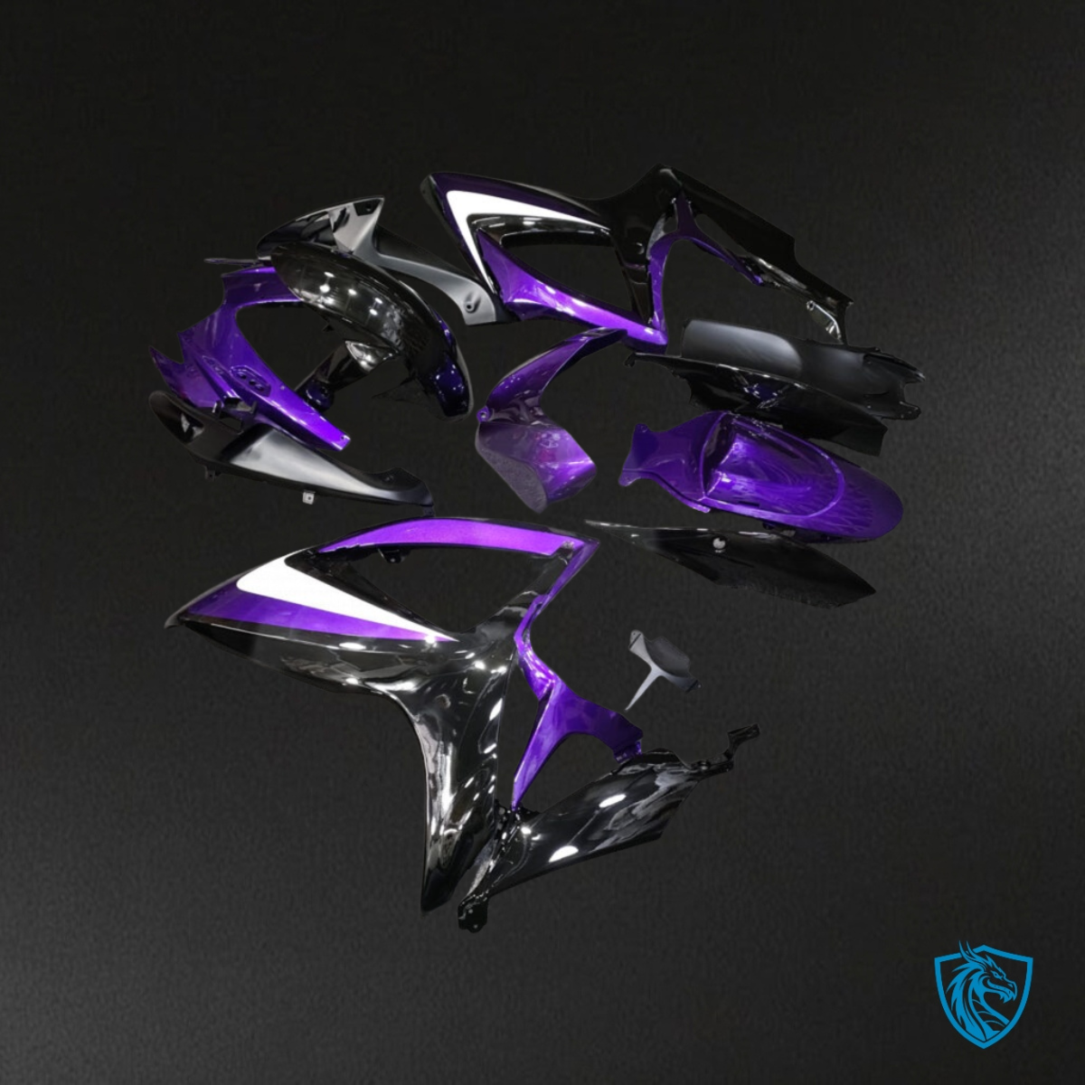 Suzuki GSXR 600-750 (2006-2007) Gloss Purple, Black & White - Custom ABS Fairing Kit